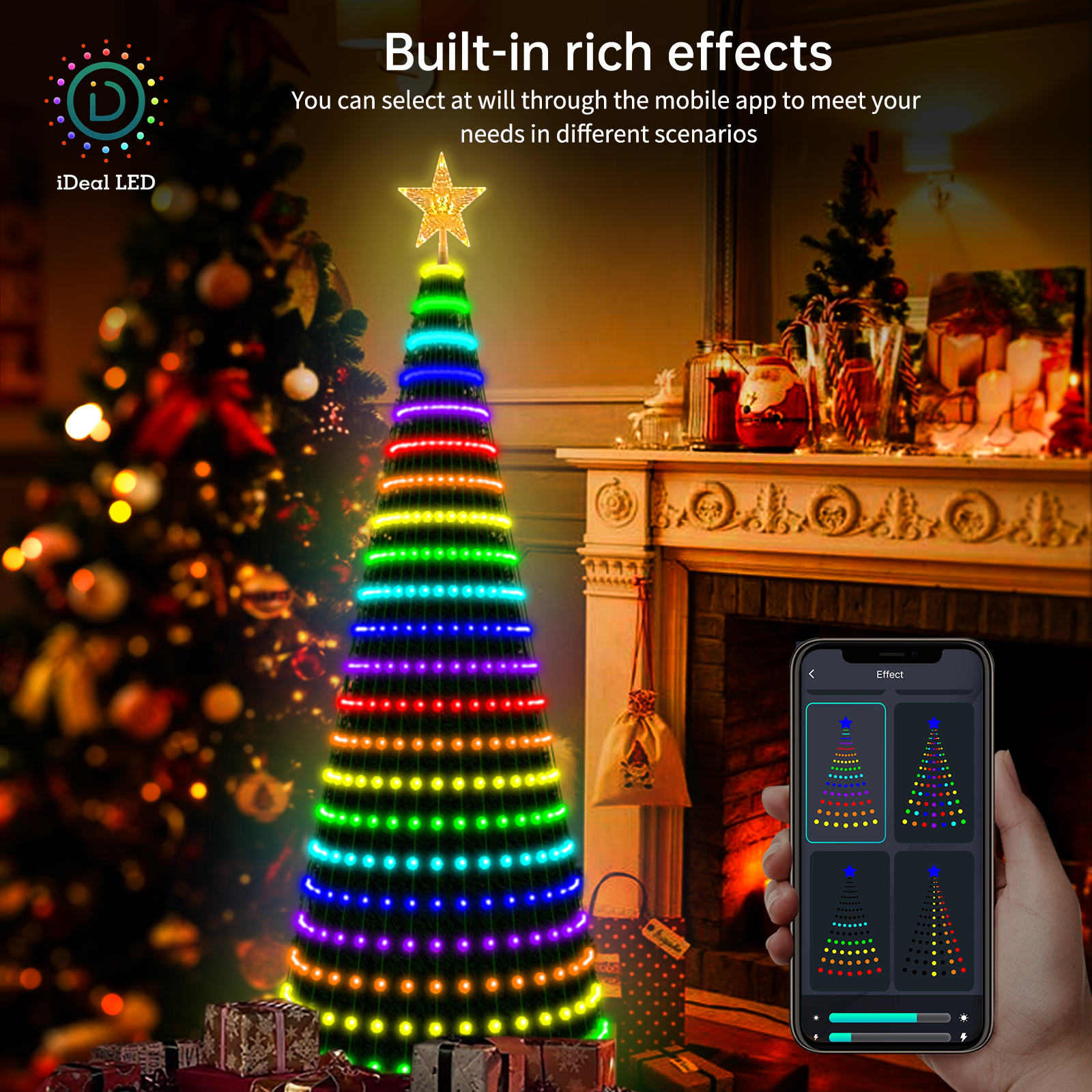ONLY LIGHT,DIY Smart Christmas Lights with Bluetooth APP & Remote  Control,106FT 400 RGB LED Light, Suitable for 5.9Ft High Christmas Tree  (ONLY Light